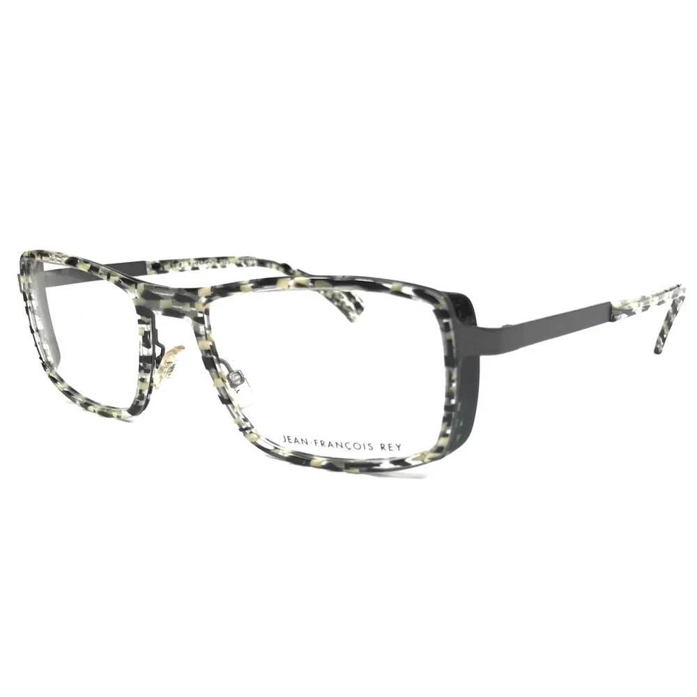 J.F. Rey Eyeglasses Frames JF2643 0503 Black Gray Rectangle Full Rim 52-19-145